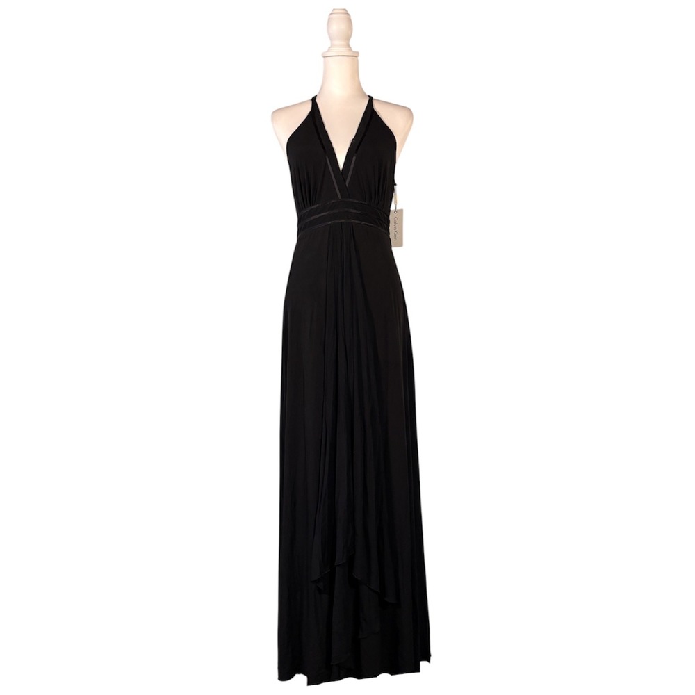 Calvin Klein Black Maxi Dress Women's 6 NWT Sleeveless Sexy Chic Cocktail Glam